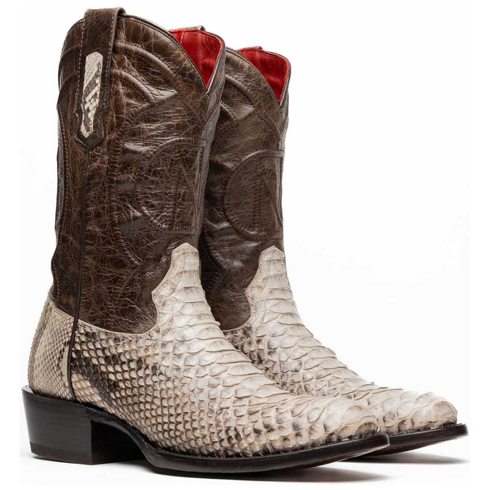 Kansas Genuine Python Skin Natural Cowboy Boot | Marco Di Milano Western Boots