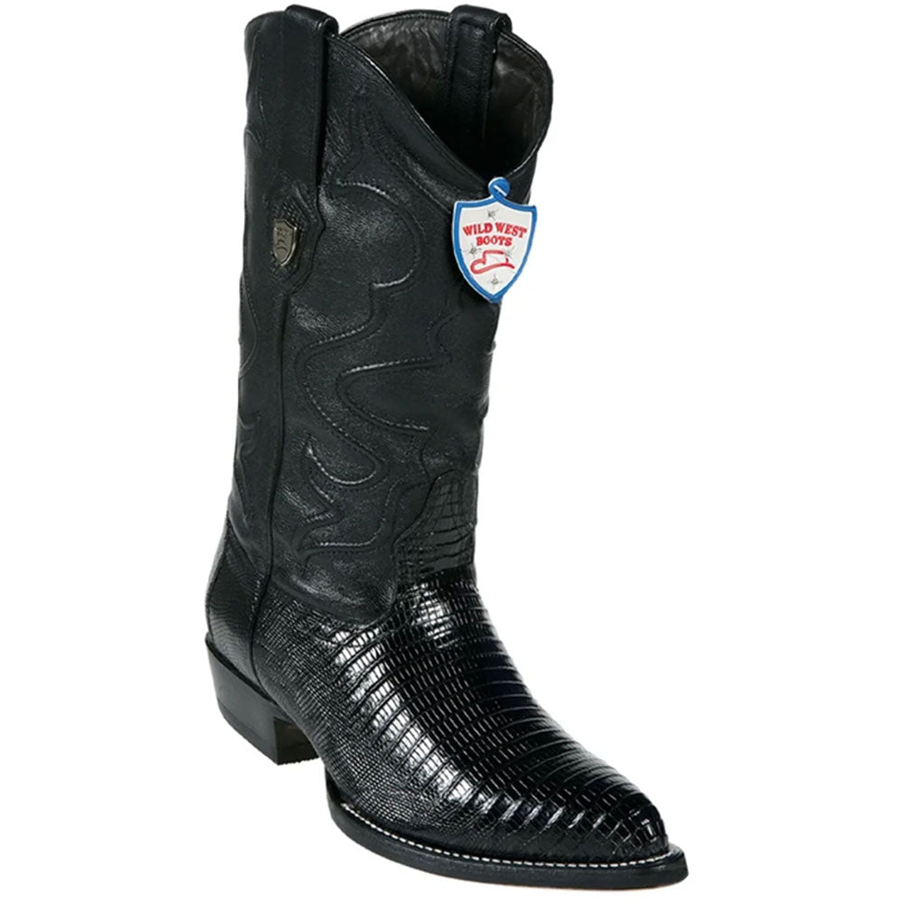 Wild West Black Genuine Teju Lizard Skin Boots