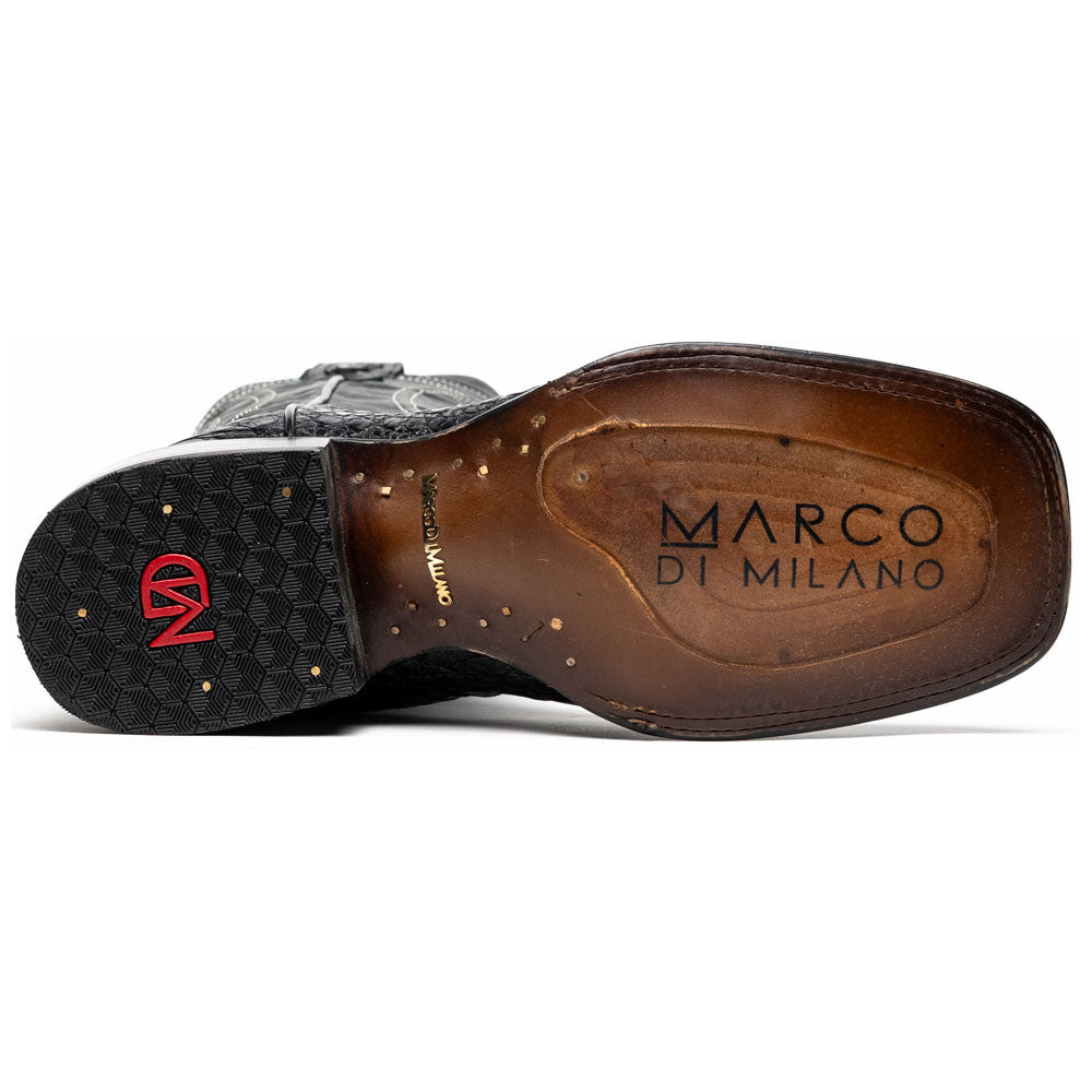 Tucson Genuine Caiman Belly Skin Black Cowboy Boot | Marco Di Milano Western Boots