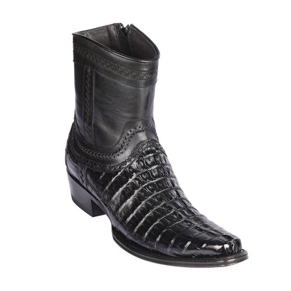 Los Altos Black Caiman Tail Low Shaft European Square Toe Men's Boot
