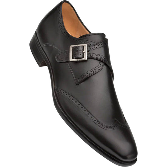 Mezlan Men's Forest Wing Tip Monk Strap in Black