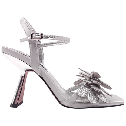 Lady Couture Lust Silver Rhinestone Petal Slingback Heels