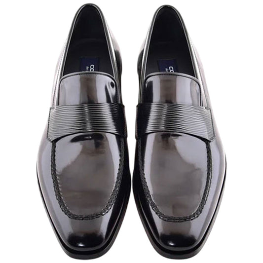 Corrente Men’s Luxe Leather Black Capt Toe Loafer