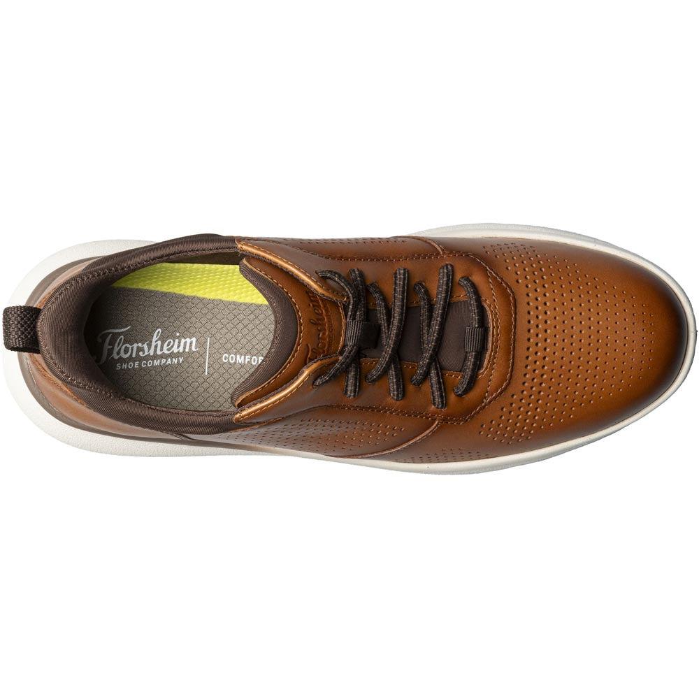 Florsheim Fleet Cognac Knit Elastic Lace Plain Toe Casual Sneaker