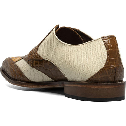 Stacy Adams Tristano Tan Multi Exotic Print Leather Bike Toe Derby (US Men Size)