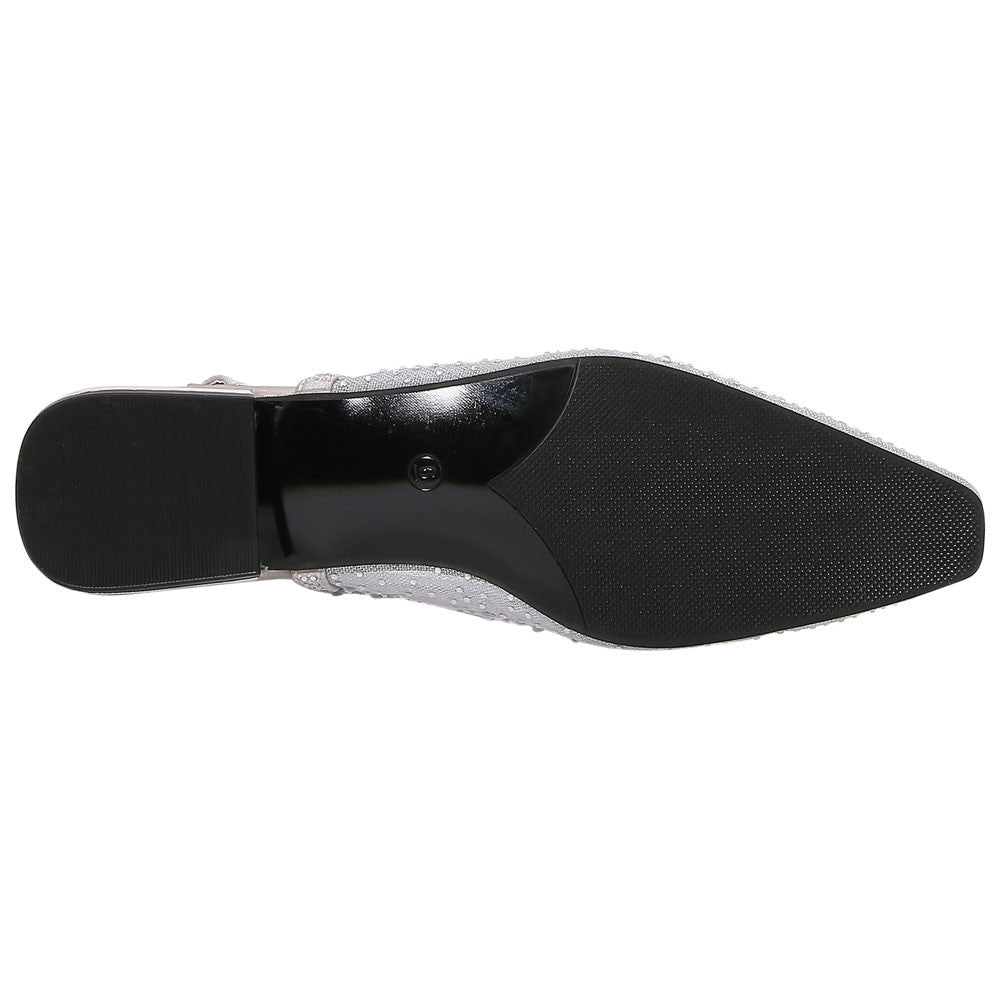 Lady Couture Kara 0.75” Block Heel Flats in Silver