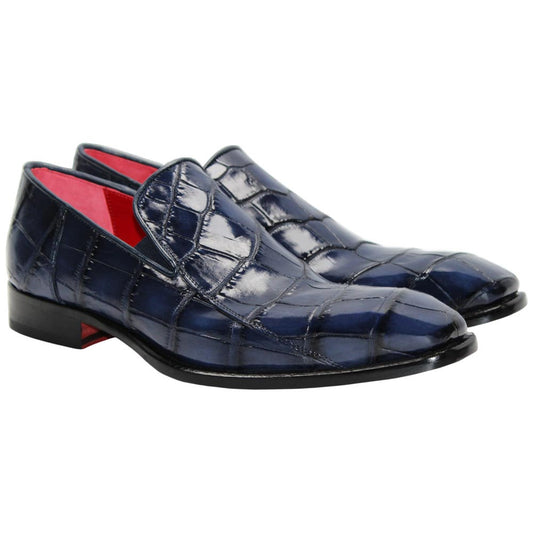 Fennix of Italy Genuine Alligator Skin DUSTIN Navy Trendy Loafers (USA Men Size)