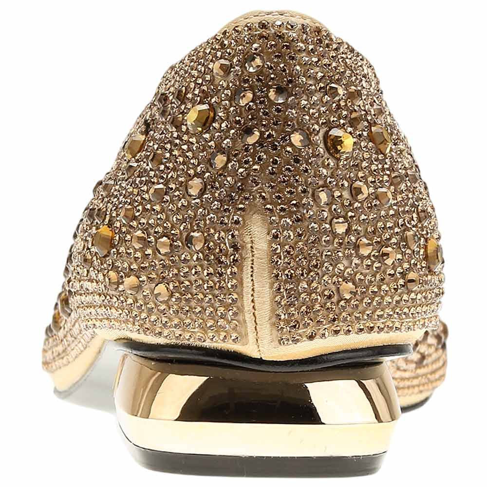 Lady Couture Fever Women's Gold Rhinestone Crystal Pointed Toe Dress Shoes