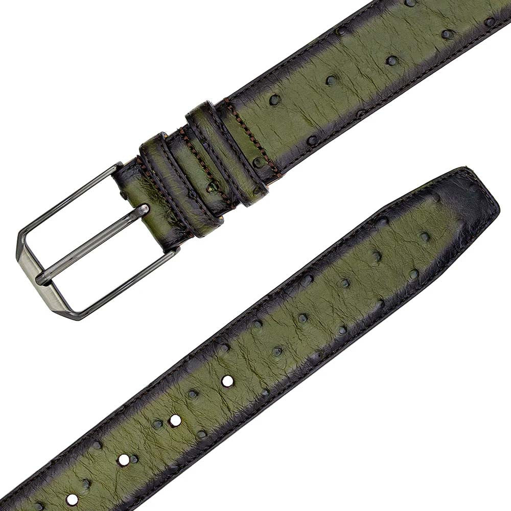 Mezlan Olive Genuine Full Quill Ostrich Skin Belt