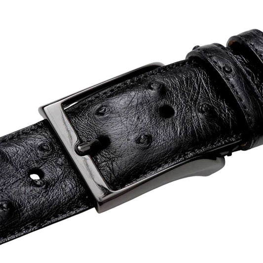 Mezlan Men's Genuine Ostrich Belt in Black