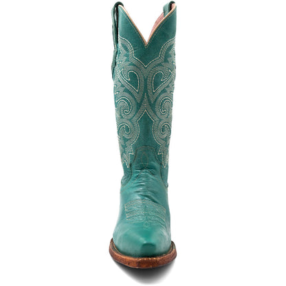 Ferrini Women’s Mae Stoe Turquoise Square Toe Leather Cowboy Boots