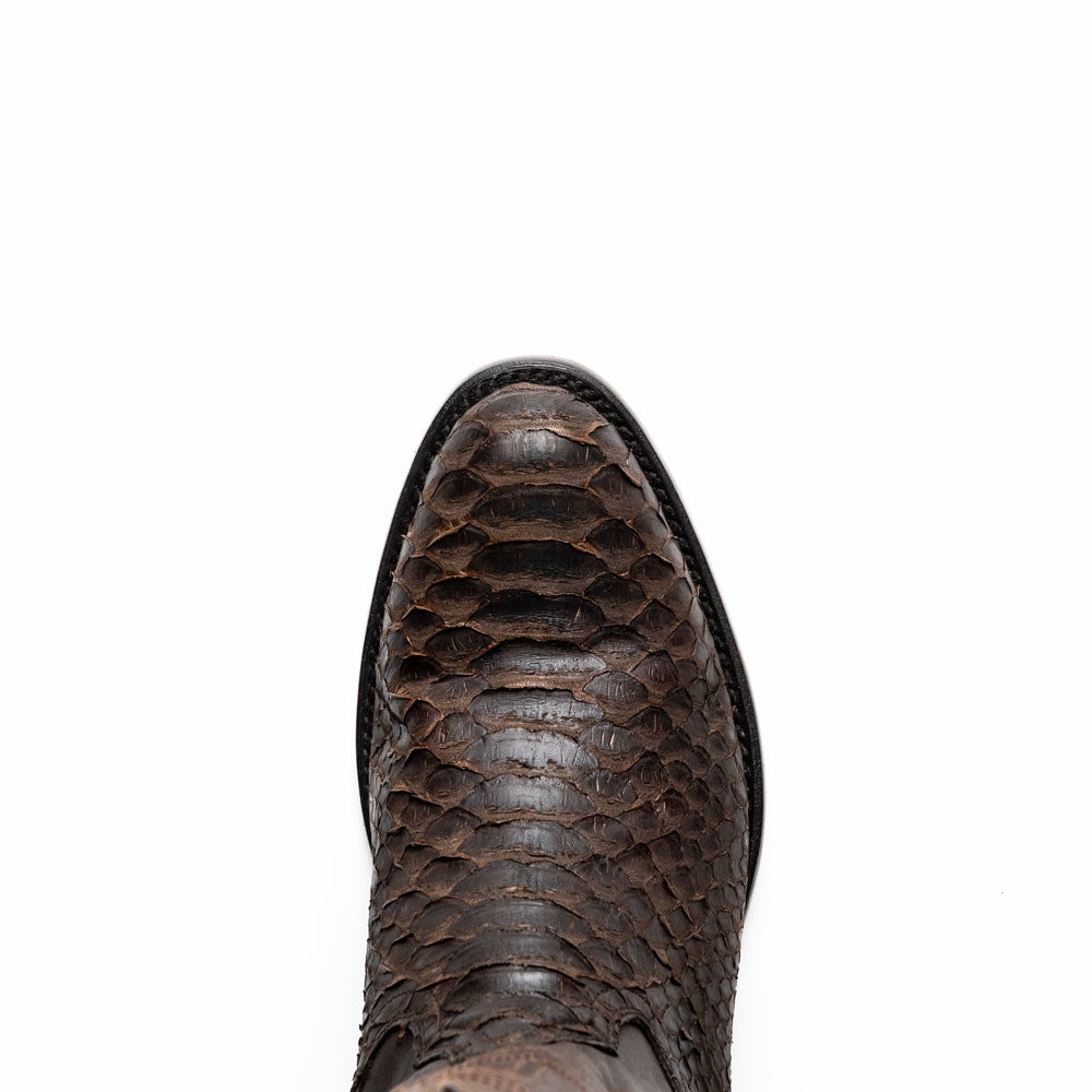 Kansas Genuine Python Skin Brown Cowboy Boot | Marco Di Milano Western Boots