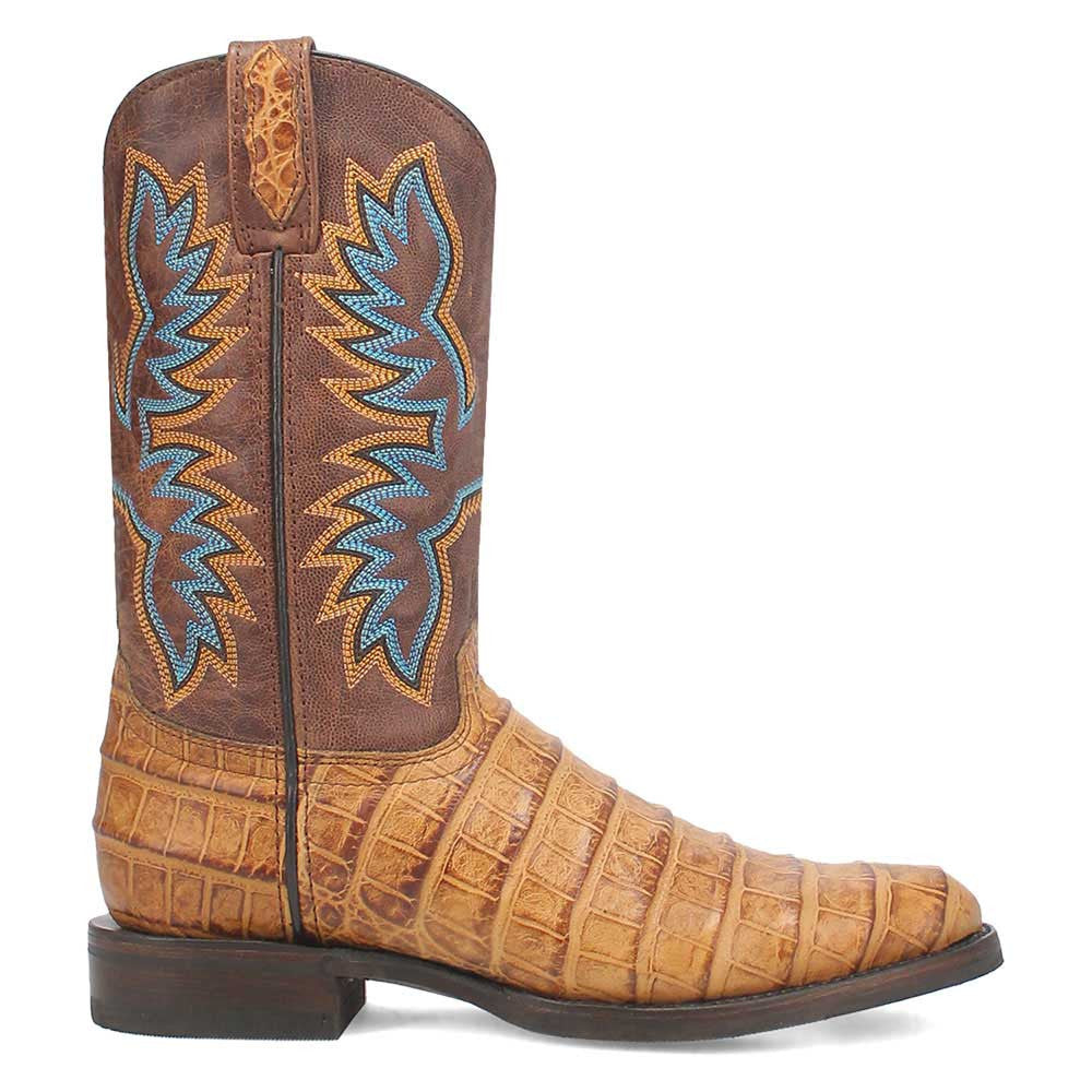 Dingo Trail Boss Tan Crocodile Print Round Toe Western Cowboy Boot (US Men Size)