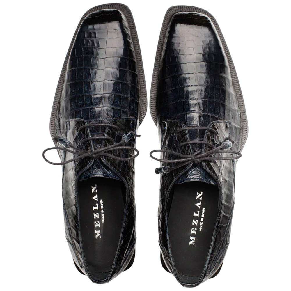 Mezlan of Spain Ugo Genuine Crocodile Skin Lace Up Dress Shoes in Blue