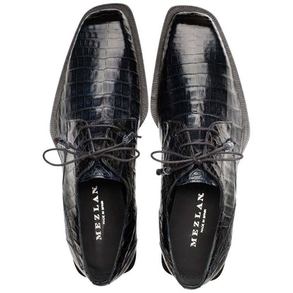 Mezlan of Spain Ugo Genuine Crocodile Skin Lace Up Dress Shoes in Blue