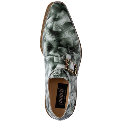 MAURI Men’s Alligator Leather Shadow White Smoke Hunter Green Luxury Dress Shoes