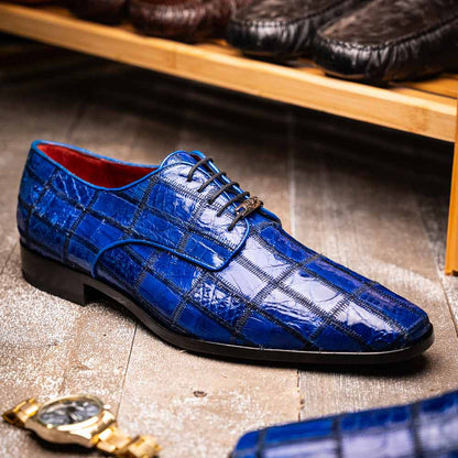 Asti Genuine Caiman Crocodile Skin Patchwork Derby | MARCO DI MILANO
