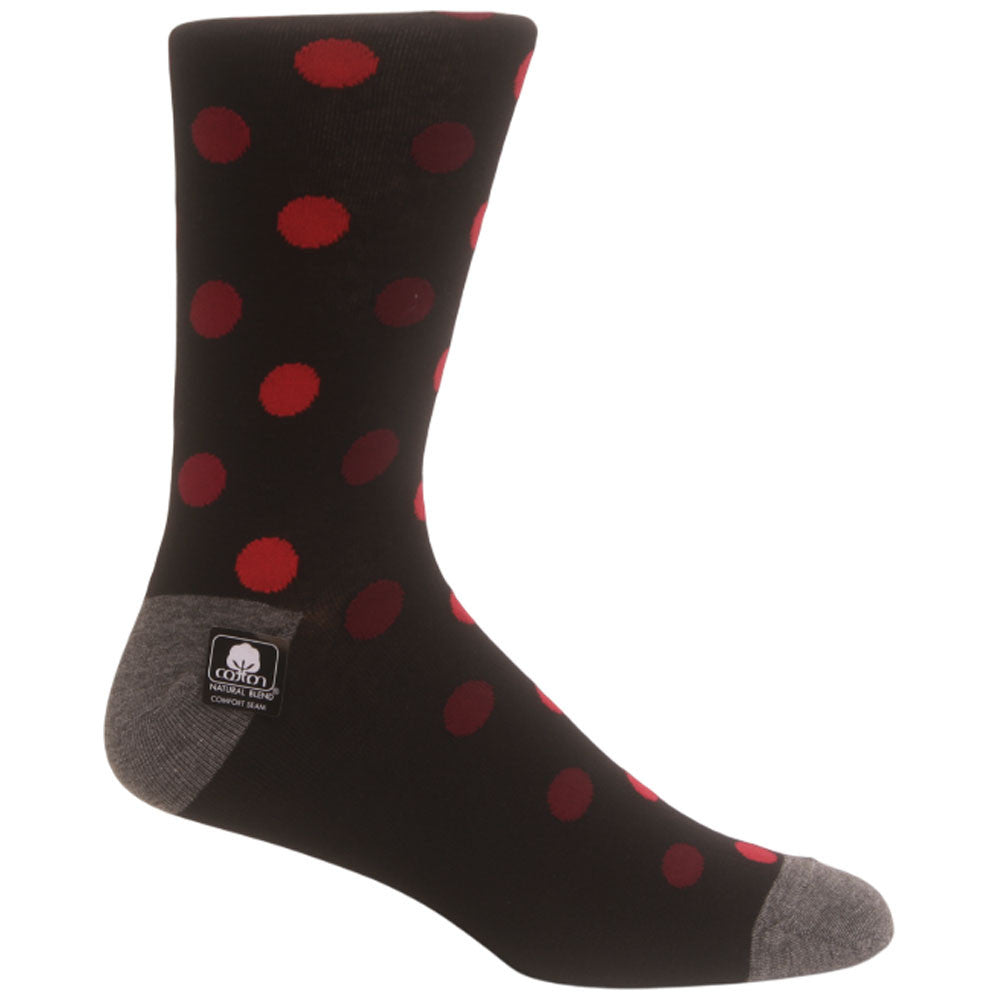 Oversize Dots Men’s Black/Burgundy Crew Dress Sock | Stacy Adams Premium Socks