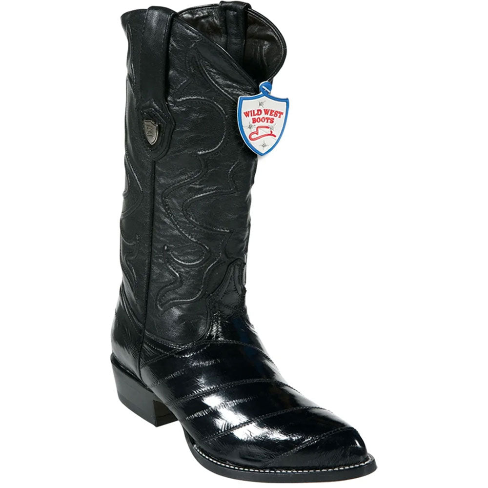 Wild West Black Genuine Eel Skin Boots