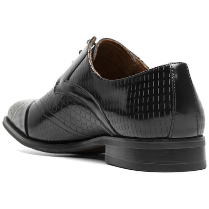 Stacy Adams Men’s Black Textured Leather Cap Toe Oxfords Hobson