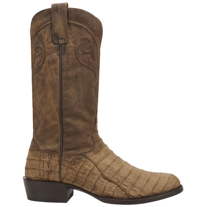 Dan Post Makara Genuine Caiman Crocodile Brown 13” Round Toe Boot (US Men Size)