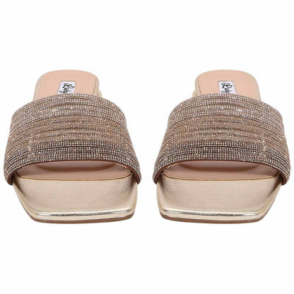 Lady Couture Amazing Women's Gold Multi Rhinestone Strap Slide Sandals