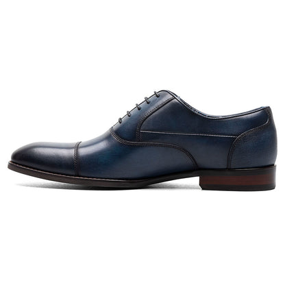 Stacy Adams Kallum Navy Burnished Leather Cap Toe Oxford Shoes (USA Men Size)