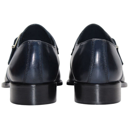 Garda Navy Calfskin Monstraps Moc Toe Oxfords | Duca Dress Shoes for Men