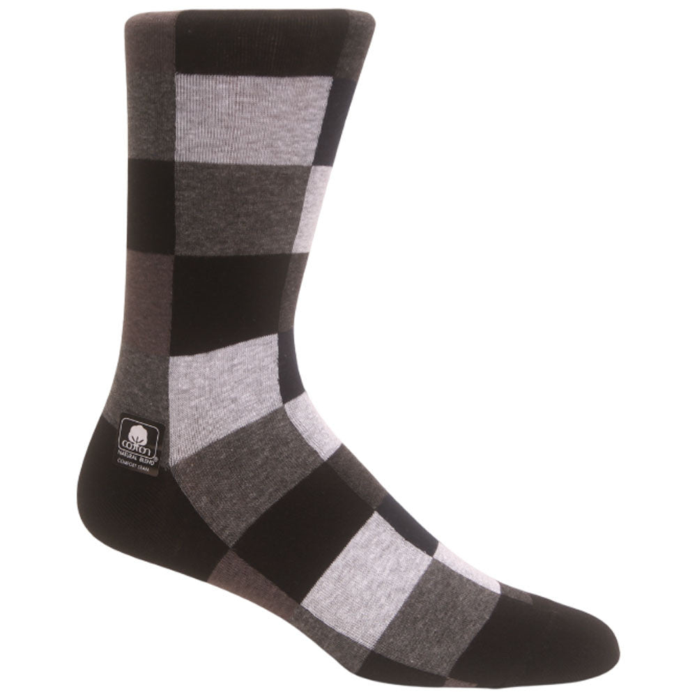 Oversized Black/White Checks Men’s Crew Dress Sock | Stacy Adams Premium Socks