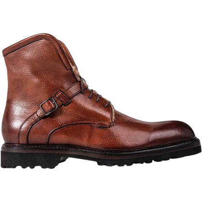 Ugo Vasare George Tan Pebble Grain Leather Fur Boots