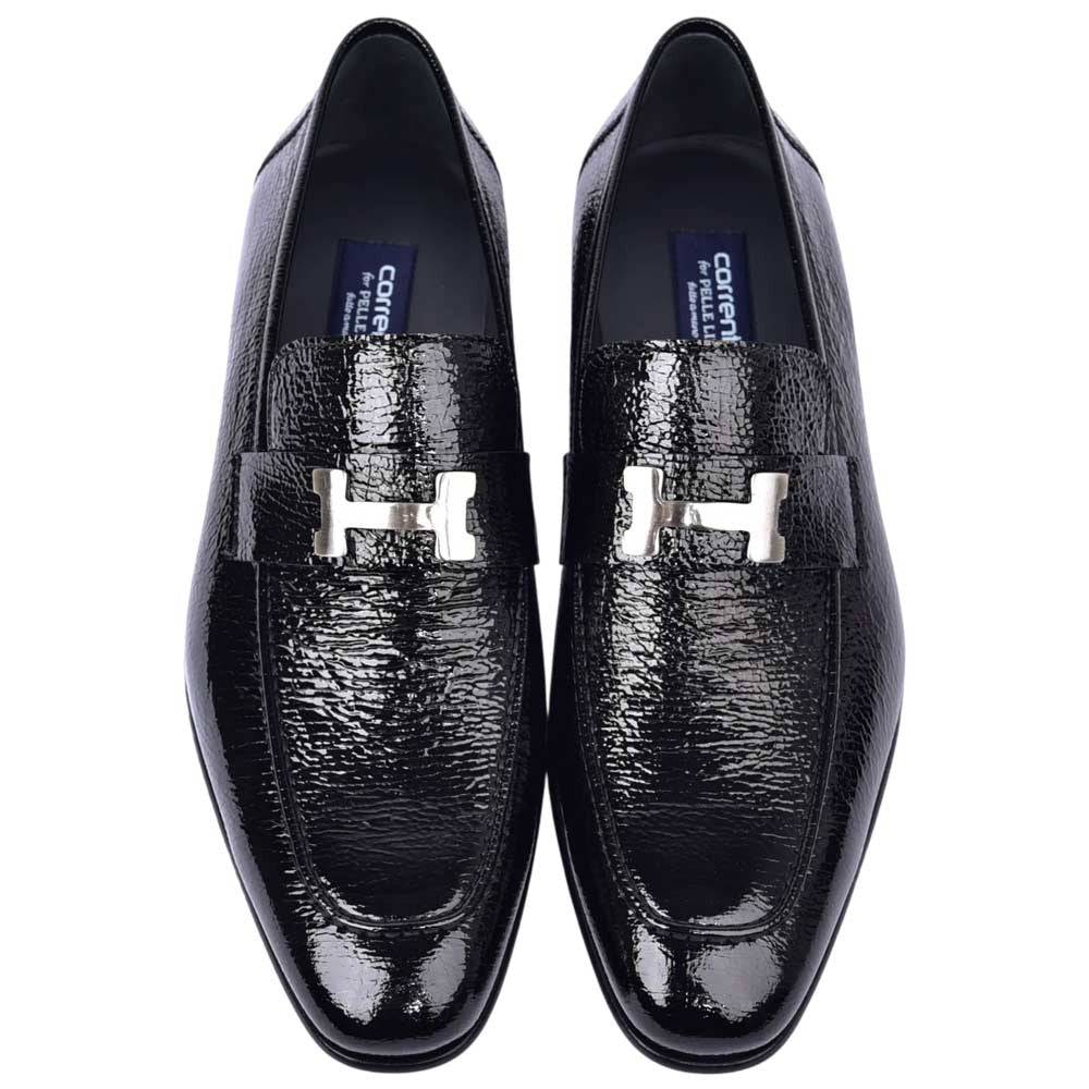 Corrente Men's Vita Calf Skin H-Buckle Loafer - Black