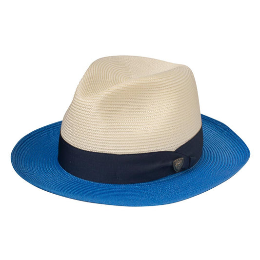 Dobbs Toledo Milan Straw Hat in Ivory/Royal