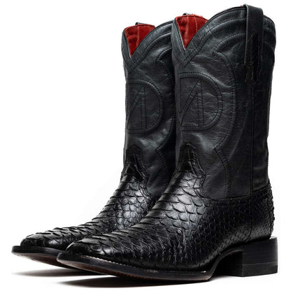 Missouri Genuine Python Skin Black Cowboy Boot | Marco Di Milano Western Boots