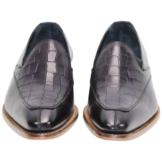 Duca Trento Men's Shoes - Purple Crocodile Print - Calf-Skin Leather Slip-On