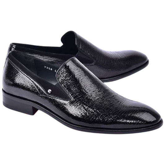 Corrente Men’s Black Premium Leather Round Toe Loafer - shoeclassix.com