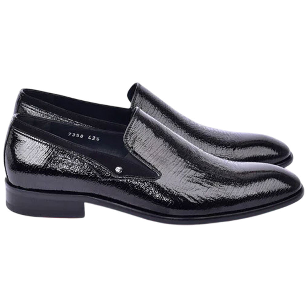 Corrente Men’s Black Premium Leather Round Toe Loafer - shoeclassix.com