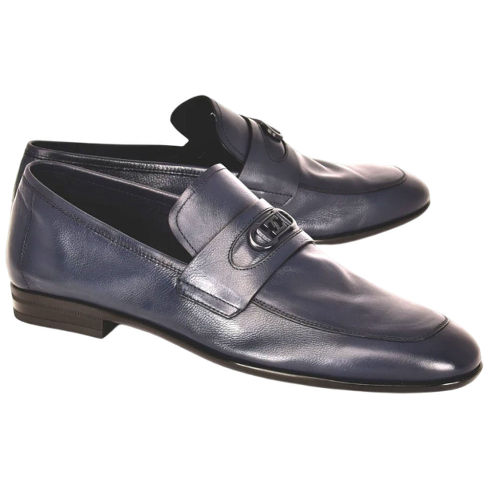 Corrente Men’s Navy Buttersoft Calfskin Round Toe Soft Loafer - shoeclassix.com
