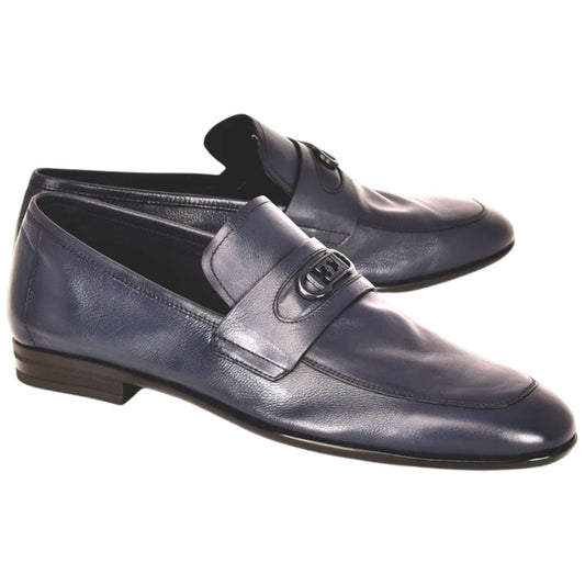 Corrente Men’s Navy Buttersoft Calfskin Round Toe Soft Loafer - shoeclassix.com