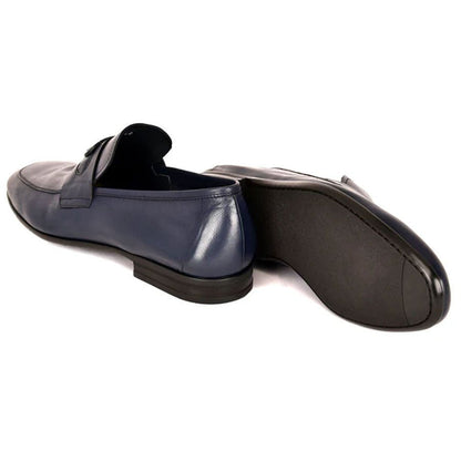 Corrente Men’s Navy Buttersoft Calfskin Round Toe Soft Loafer - shoeclassix.com