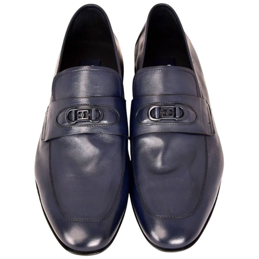 Corrente Men’s Navy Buttersoft Calfskin Round Toe Soft Loafer - shoeclassix.com
