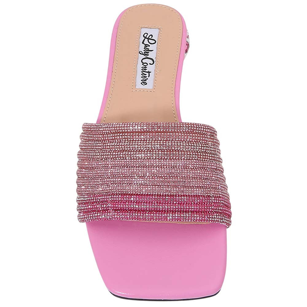 Lady Couture Amazing Women's Pink Multi Rhinestone Strap Slide Sandals