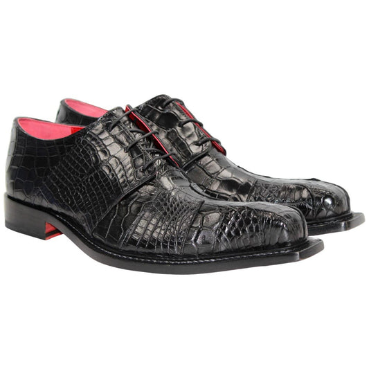 Fennix of Italy Genuine Alligator & Lizard Skin KINGSTON Black Shoe(US Men Size)