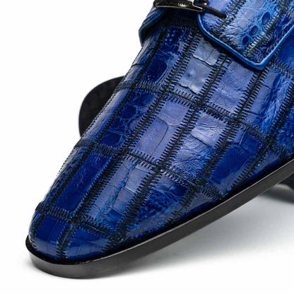 Asti Genuine Caiman Crocodile Skin Patchwork Derby | MARCO DI MILANO