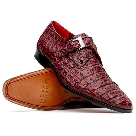 Luigi Wine Men’s Genuine Caiman Crocodile Dress Monk Strap | Marco Di Milano