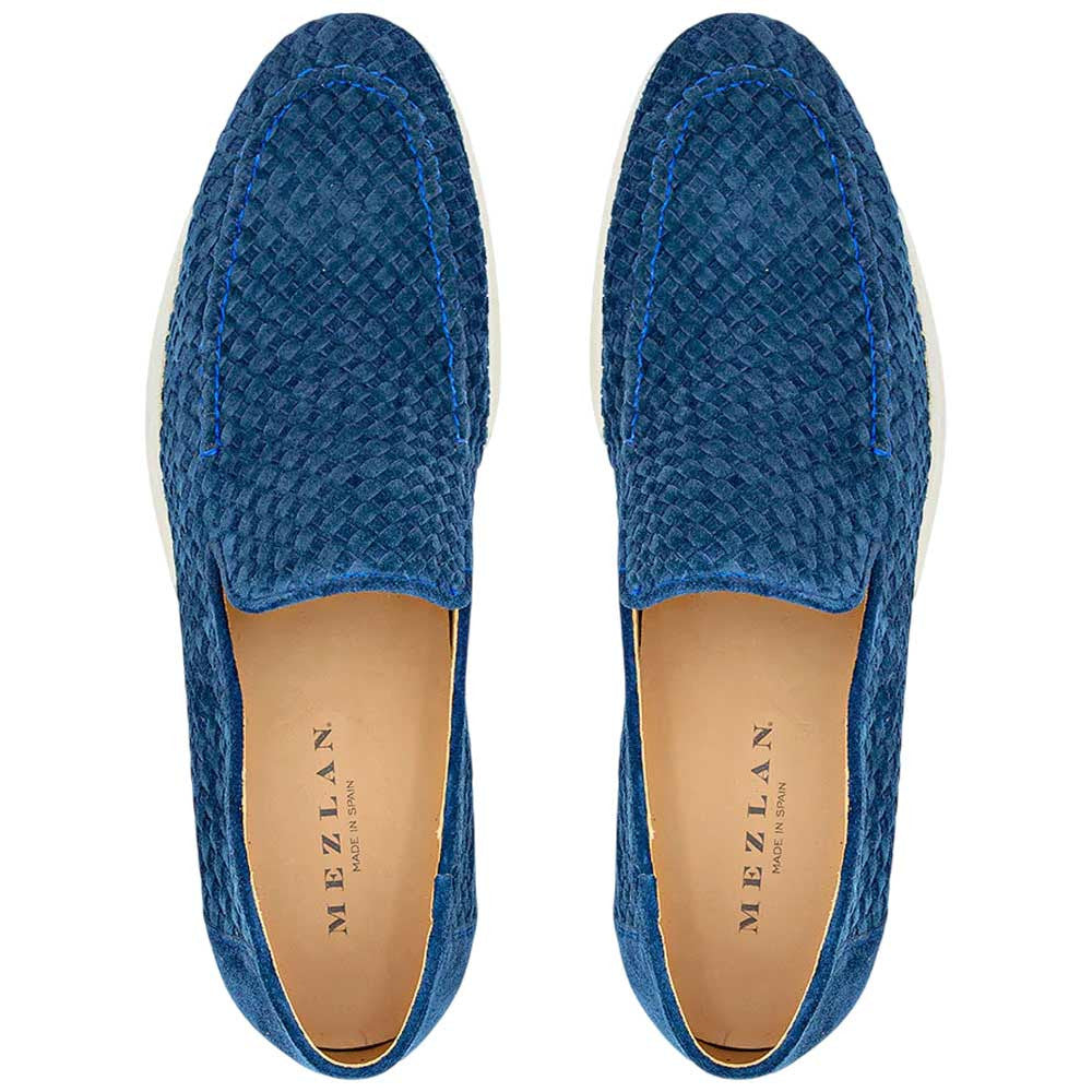 MEZLAN Men's Woven Suede Moccasin Navy Loafer Sanlucar