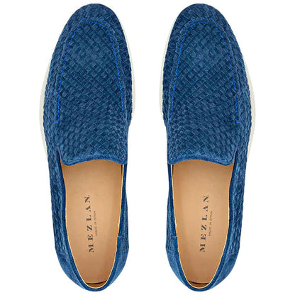 MEZLAN Men's Woven Suede Moccasin Navy Loafer Sanlucar