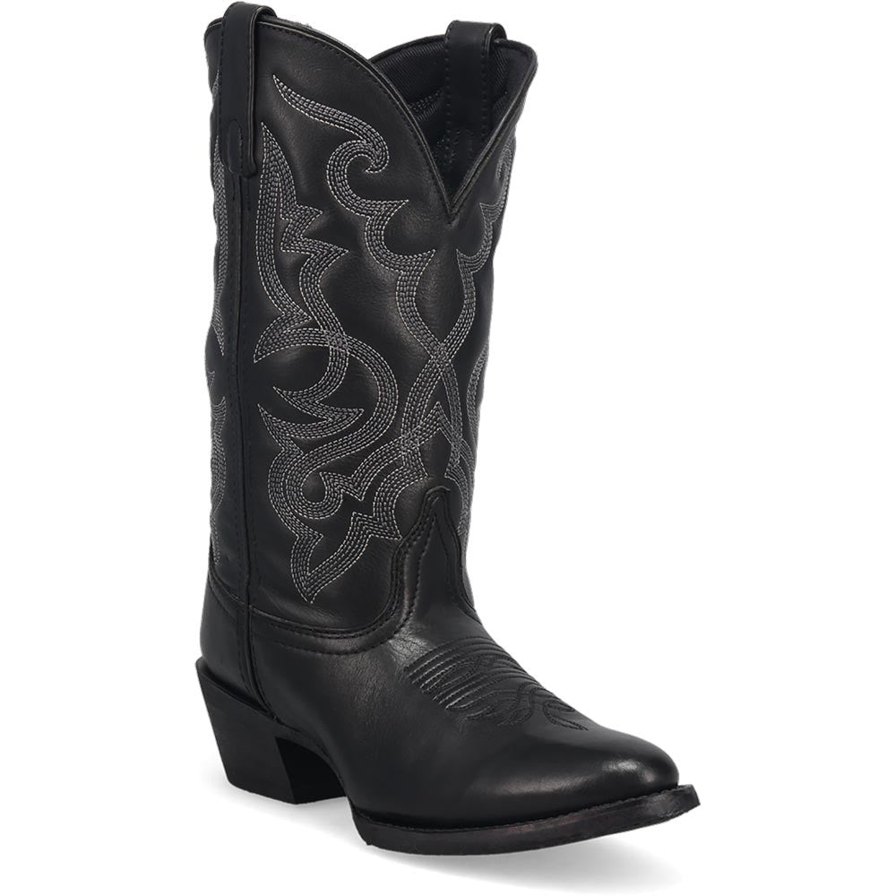 Laredo Maddie Black Leather Round Toe Western Cowgirl Boots (USA Women Size)