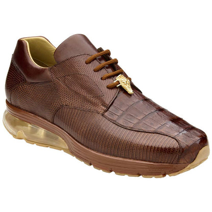 Belvedere Walnut Caiman/Lizard Sport Air Cushioned Rubber Sole Sneaker Lazaro