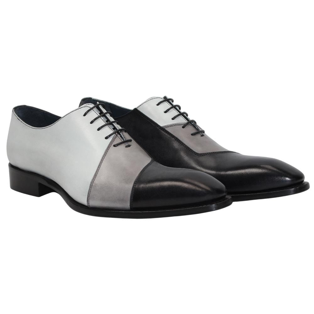 DUCA Spoleto II Men's Black Combo Italian Leather Spectator Oxford Shoes