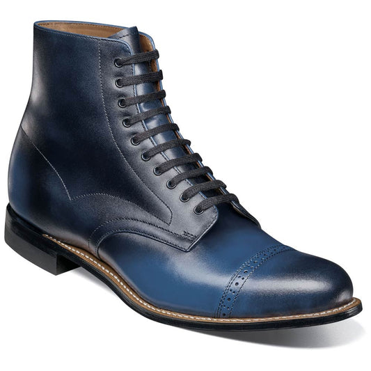 Stacy Adams Madison Blue Anaconda Print Leather Cap Toe Boots (USA Men Size)